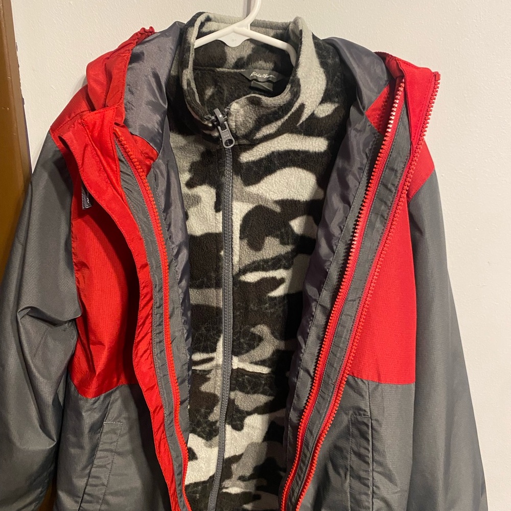Boys Eddie Bauer jacket windbreaker with sweater size 7/8